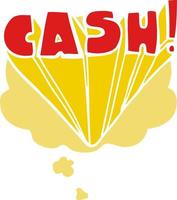 cartoon word cash and thought bubble in retro style vector