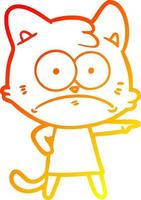 warm gradient line drawing cartoon nervous cat vector