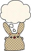 cartoon rabbit and thought bubble in comic book style vector