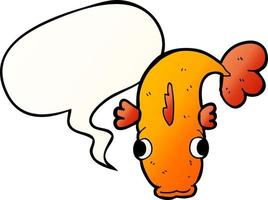 cartoon fish and speech bubble in smooth gradient style vector