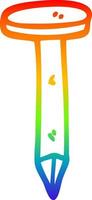 rainbow gradient line drawing cartoon iron nail vector