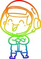 rainbow gradient line drawing happy cartoon astronaut vector
