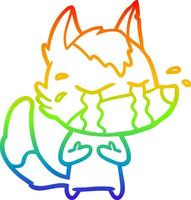 rainbow gradient line drawing cartoon crying wolf vector