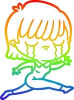 rainbow gradient line drawing cartoon woman crying vector