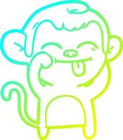 cold gradient line drawing funny cartoon monkey vector