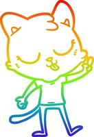 rainbow gradient line drawing cartoon cat vector