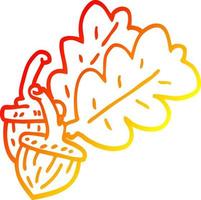 warm gradient line drawing cartoon acorn vector