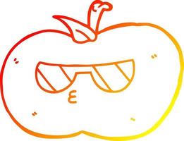 warm gradient line drawing cartoon cool apple vector