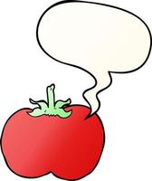 cartoon tomato and speech bubble in smooth gradient style vector