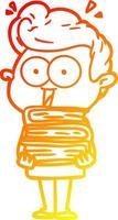 warm gradient line drawing cartoon staring man vector