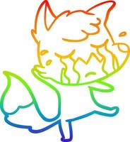 rainbow gradient line drawing crying fox cartoon vector