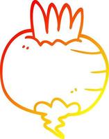 warm gradient line drawing cartoon turnip vector