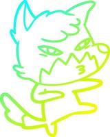 cold gradient line drawing clever cartoon fox vector