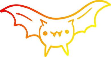 warm gradient line drawing cartoon bat vector