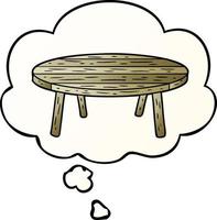 cartoon table and thought bubble in smooth gradient style vector