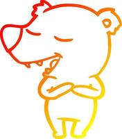 warm gradient line drawing cartoon polar bear vector