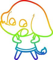 rainbow gradient line drawing cute cartoon elephant vector