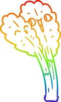 rainbow gradient line drawing cartoon salad leaves vector