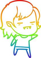 arco iris gradiente línea dibujo dibujos animados no-muertos vampiro niña señalando vector
