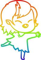 arco iris gradiente línea dibujo dibujos animados riendo vampiro niña vector