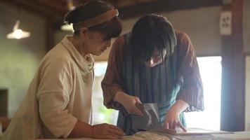 Woman making buckwheat noodles video