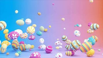 Beautiful Easter background with colorful Easter eggs. 3d animation video