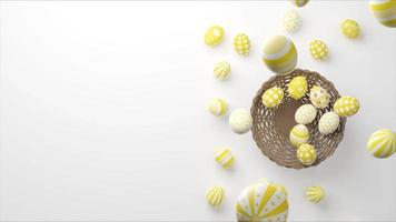 Beautiful Easter background with colorful Easter eggs. 3d animation video