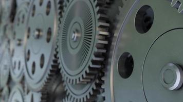 Industrial video background with gears. 3d animation.