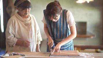 Woman making buckwheat noodles video