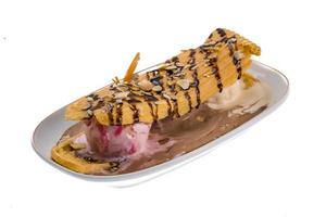 Ice cream with eclair photo