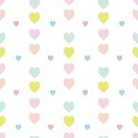 Seamless pattern in stylish cozy blue, pink, green and orange hearts on white background for fabric, textile, clothes, tablecloth and other things. Vector image.