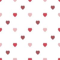 Seamless pattern in stylish red and pink hearts on white background for fabric, textile, clothes, tablecloth and other things. Vector image.