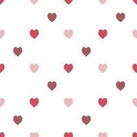 Seamless pattern in stylish red and pink hearts on white background for fabric, textile, clothes, tablecloth and other things. Vector image.