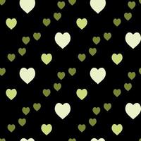 Seamless pattern with exquisite green hearts on black background for plaid, fabric, textile, clothes, tablecloth and other things. Vector image.