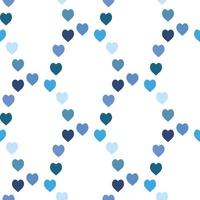 Seamless pattern with exquisite light and dark blue hearts on white background for plaid, fabric, textile, clothes, tablecloth and other things. Vector image.