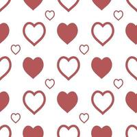 Seamless pattern with great charming red hearts on white background for plaid, fabric, textile, clothes, tablecloth and other things. Vector image.