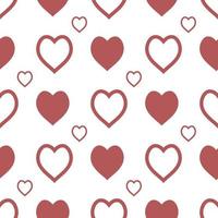 Seamless pattern with great charming red hearts on white background for plaid, fabric, textile, clothes, tablecloth and other things. Vector image.