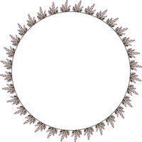 Round frame with pink and colored decorative elements. Isolated wreath on white background for your design vector