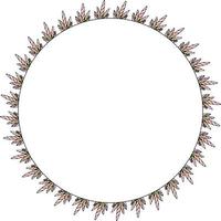 Round frame with pink and colored decorative elements. Isolated wreath on white background for your design vector