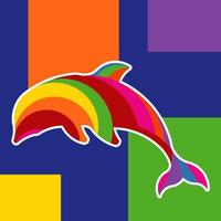 ilustración de coloridos diseños de delfines de arte pop vector