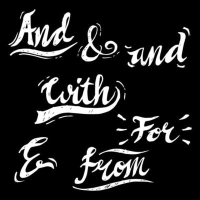 Doodle Handwritten catchwords and ampersands vector set. Modern handwritten calligraphy and lettering. isolated on black background