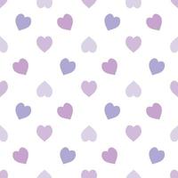 Seamless pattern in simple pastel violet and purple hearts on white background for fabric, textile, clothes, tablecloth and other things. Vector image.