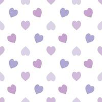 Seamless pattern in simple pastel violet and purple hearts on white background for fabric, textile, clothes, tablecloth and other things. Vector image.