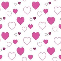 Seamless pattern with charming pink hearts on white background for plaid, fabric, textile, clothes, tablecloth and other things. Vector image.