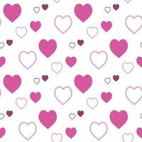 Seamless pattern with charming pink hearts on white background for plaid, fabric, textile, clothes, tablecloth and other things. Vector image.