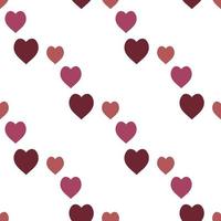 Seamless pattern with exquisite bright and dark red and pink hearts on white background for plaid, fabric, textile, clothes, tablecloth and other things. Vector image.