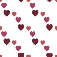 Seamless pattern with exquisite bright and dark red and pink hearts on white background for plaid, fabric, textile, clothes, tablecloth and other things. Vector image.