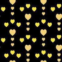 Seamless pattern with exquisite yellow hearts on black background for plaid, fabric, textile, clothes, tablecloth and other things. Vector image.