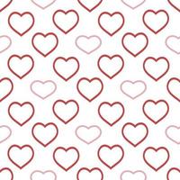 Seamless pattern with great positive red and pink hearts on white background for plaid, fabric, textile, clothes, tablecloth and other things. Vector image.