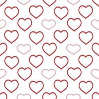 Seamless pattern with great positive red and pink hearts on white background for plaid, fabric, textile, clothes, tablecloth and other things. Vector image.